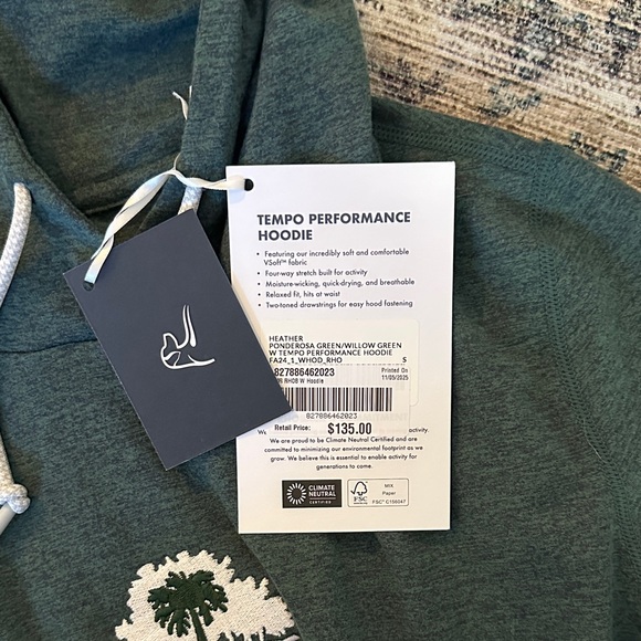 Rhoback Women's Green Hoodie Sweater size S with Palmetto Bluff Logo-NWT - Picture 2 of 4